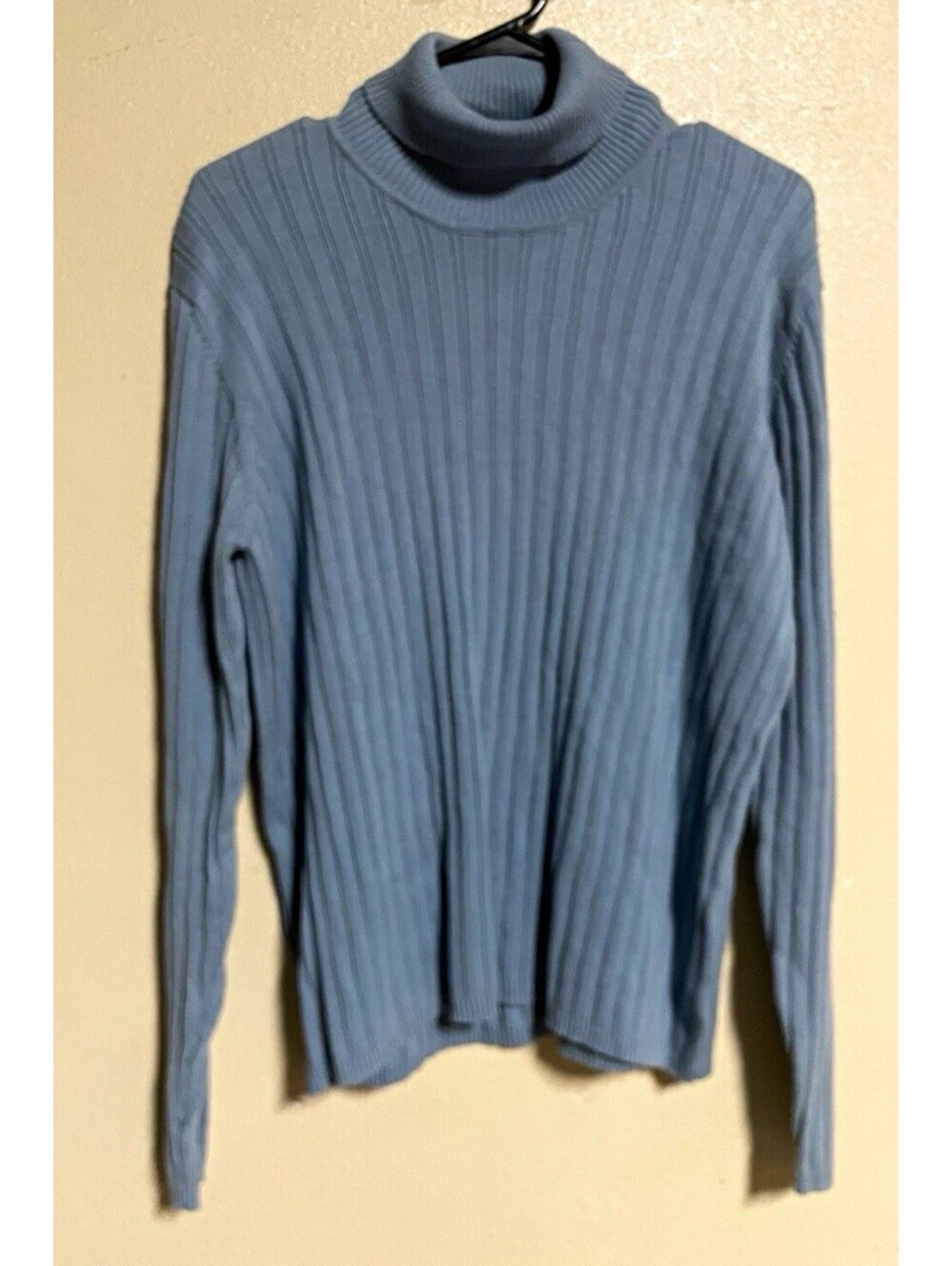 Eddie Bauer sweater women XL Blue ribbed knit turtleneck long sleeve pullover